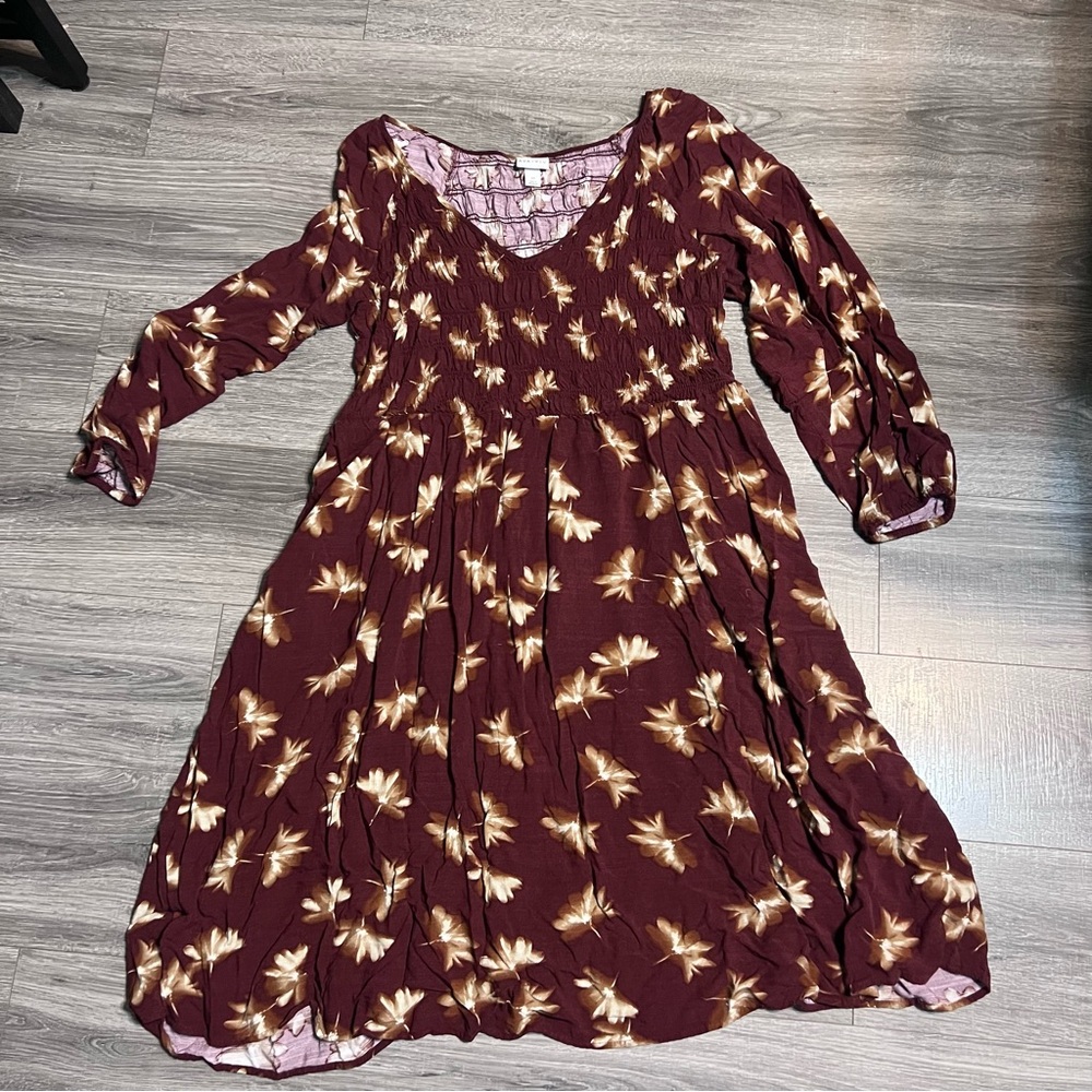 Ava & Viv Dress - Burgundy and Cream Floral